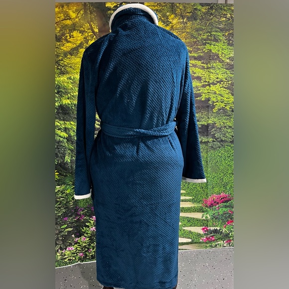 Stan Herman 🆕 Plus Size 1X Dimple Plush Wrap Robe Blue - Picture 4 of 10